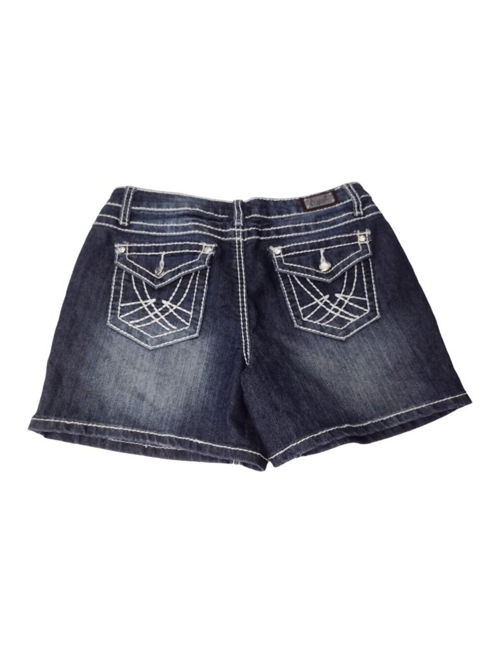 Earl Jeans Faded Embellished Denim Shorts 4 Contrast Stitching Rhinestones